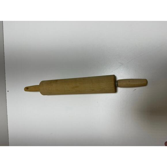 Vintage Wooden Rolling Pin 16” Long Primitive Kitchenware With Revolving Barrel - Picture 2 of 4